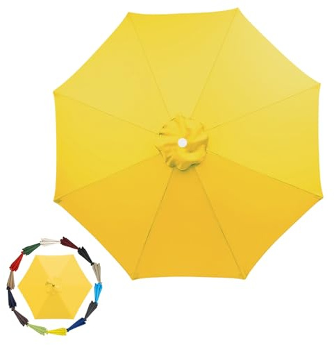 GZDXBF 200cm 270cm 300cm / 6ribs 8 Ribs Replacement Parasol Fabric Cover, Umbrella Cloth Replacement, Garden Parasol Canopy Cover(Color:Yellow,Size:6 ribs-2m(6.5ft))
