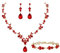 Clearine Hochzeit Schmuckset für Damen Braut Y Halskette Tennis Armband und Ohrringe baumeln Set Kristall Teardrop Marquise Cluster Schmuck für Brautjungfer Rot gold Ton