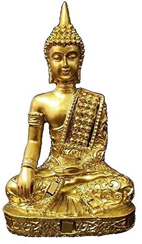 Meditations-Buddha-Statue-Skulptur, goldenes Harzornament, Heimbüro-Gartendekoration, Buddha-Statue, Ornamente, Kunsthandwerk