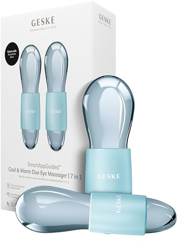 GESKE SmartAppGuided™ Cool & Warm Duo Eye Massager | 7 in 1 | Zwei Massagekugeln | Batterielose Wärme- & Kühltechnologie | Gegen Augenringe & Tränensäcke | Anti-Aging | Professionelle Hautpflege
