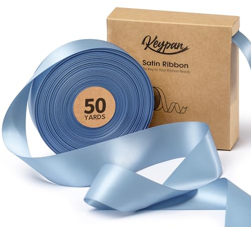 Keypan Blau Satinband 3,8 cm x 45,7 m Double-Faced schleifenband für Geschenkverpackung, Blumensträuße, Schleifenherstellung, Geburtstags und Hochzeitsdekorationen, Baby Shower Dekoration