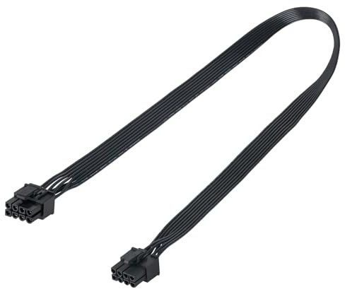 YieJoya Câble PCIE pour EVGA - 65 cm - Fiche mâle vers mâle 8 broches vers 6 + 2 broches - Câble d'alimentation GPU pour EVGA G+ G2 G3 G5 G6 GA GM GT P2 P3 P5 P6 P+ T2 T3 (noir 18AWG, 65 cm)