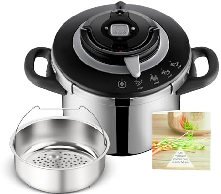 SEB Clipso+ CHEF 6L, Cocotte-minute, 4-6 personnes, Induction, 4programmes de cuisson, Cuisson rapide, Ouverture et fermeture du couvercle d'une seule main, P4550700