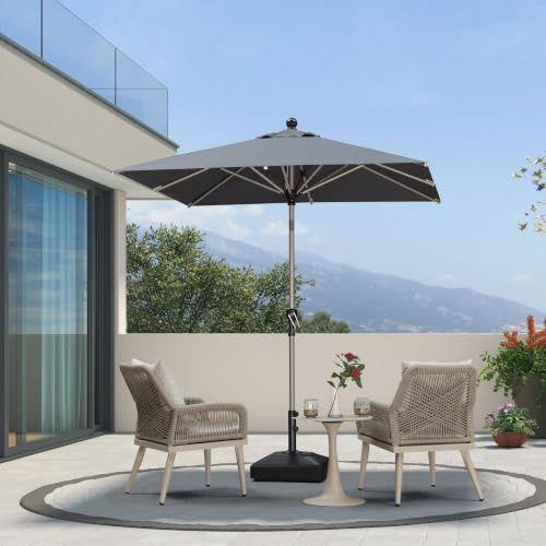 PURPLE LEAF Sonnenschirm 120 × 180 cm Balkon Knickbar mit Kurbel, Grau