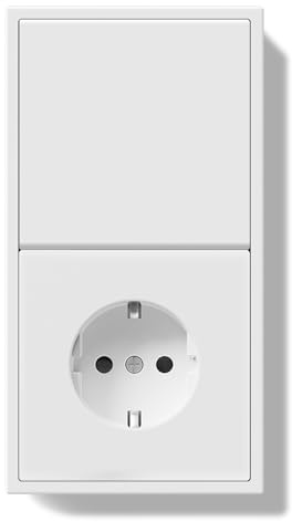 BSEED Ljusbrytare med uttag 1 fack 2-vägs infälld, modern väggströmbrytare Schuko-uttag med PC-ram, strömbrytare med kabelklämmor och klor, vit