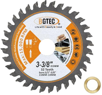 BGTEC TCT Circular Saw Blade 85mm x 15mm (10mm) Cutting Disc | General Purpose Blade for Wood Aluminium Plastic Copper, 32T, Clean Cut