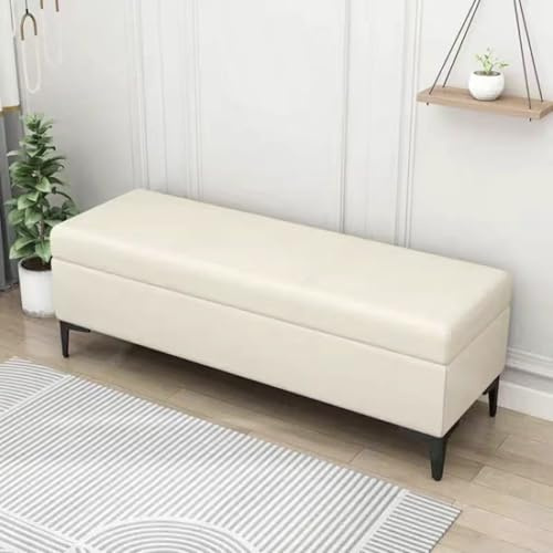 Sitzbank Mit Stauraum, Bettbank Für Das Schlafzimmer, Sitztruhe, Aufbewahrungstruhe, Aufbewahrungsbox, Schuhbank, Gepolsterte Bank, Sitzbox, Für Eingang, Flur, Wohnzimmer, Schlafzimmer(White,100x40x43