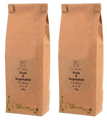 Dr Forest Organic Fruit and Vegetable Fertiliser 4-5-6 - Slow Release Plant Food for Vegetables, Fruit and Allotment Crops - Feed with Calcium - Made with Organic Ingredients - Handmade in Stockport