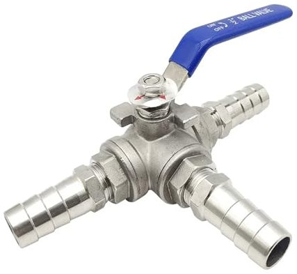 1pcs Ball Valve, 1/2 3/4 Hose Barb Stainless Steel L/T Port 304 Stainless Steel 3-Way Drain Ball Valve, 8/10/12/14/16/20mm(3/4,L Type 20mm)
