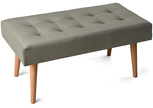 MG Design Polsterbank 45 × 90 cm in Grau – stabiles Holzgestell, weich gepolstert, samtig-weiche Oberfläche mit dezentem Schimmer, pflegeleicht – für Wohnzimmer, Schlafzimmer & Flur