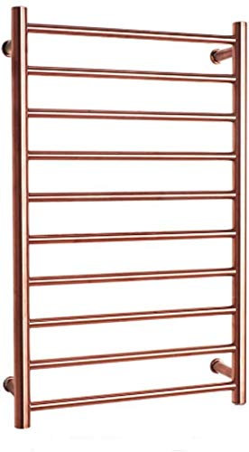 Moderno scaldasalviette elettrico da parete con funzione di risparmio energetico, 10 barre, in acciaio inox, per bagno, di piccole dimensioni, con finitura oro rosa