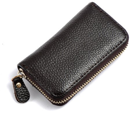QIUPFGUT Llavero de piel,Estuches de Llaves, Funda para Llaves Portátil Bolso para Llaves con Gancho Llavero,ganchos y bolsillos, Ranura para Tarjetas, Bolsillo para Llaves de Coche (Marrón)