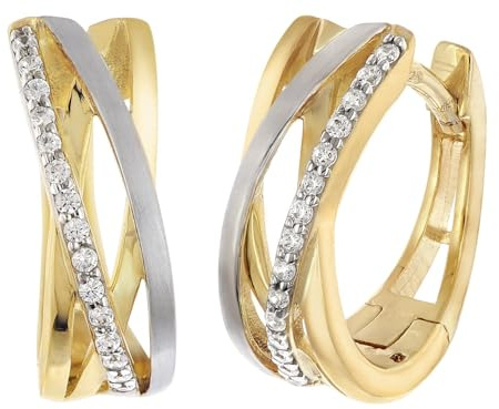 trendor Damen-Ohrringe 925 Silber Bicolor Zirkonia Creolen 28028 | eleganter Ohrschmuck für Frauen, modische Geschenkidee und edles Accessoire,