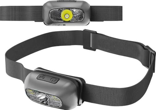 Müller-Licht Kopflampe klare Sicht bei Dunkelheit, 80 m Leuchtdistanz, Multifunktional: 100%, 50%, Rotlicht, Rotlicht-Flash mit praktischem Handsensor, USB-Anschluss