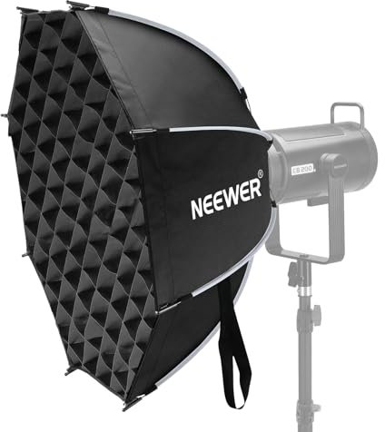 NEEWER 25.6'' Octagonal Softbox, Quick Release Parabolic Soft Box with Bowens Mount, Diffusers, Grid, Bag Compatible with Aputure 120d Compatible with Godox SL60w NEEWER Q4 AS600B CB300B Q300, NS65P