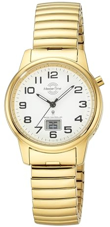 Master Time Funk Quarz Damen Uhr Analog mit digitalem Datum mit Edelstahl Armband MTLA-10947-12Z