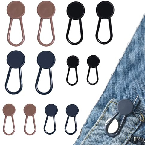 Extenseurs de boutons de taille 3 couleurs pour jeans et pantalons – Extenseurs de taille pour pantalons hommes et femmes, clips d'extension de ceinture pour tailles réglables, extensions de boutons