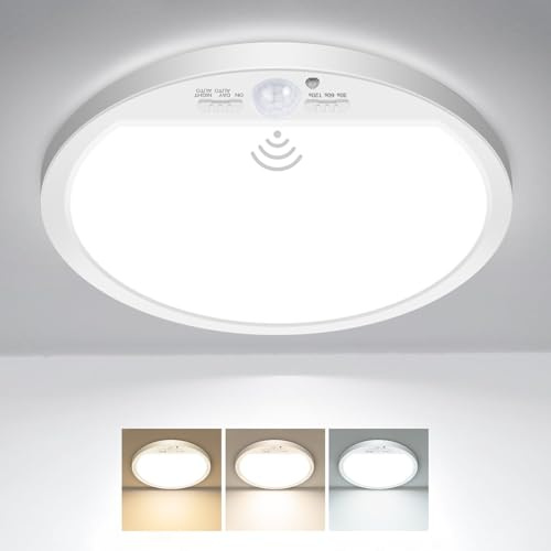 slochi 1Pack Motion Sensor Light Indoor Wired, 12 Inch 3000K/4000K/6500K Closet Lights Motion Sensored, 24W 2400LM Flush Mount Ceiling Light for Hallway Pantry Stairwell Porch, White