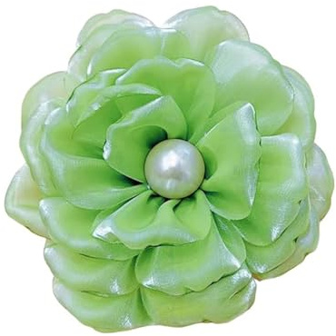 110mm Broche Fleur Camélia Pour Femme Fille Tissu Perles Coquillage Accessoire Polyvalent Élégant Pour Chapeau Cheveux Ou Robe Cadeau Mariage Thé Cérémonie Bijou Fantaisie Fête Chic (Vert)