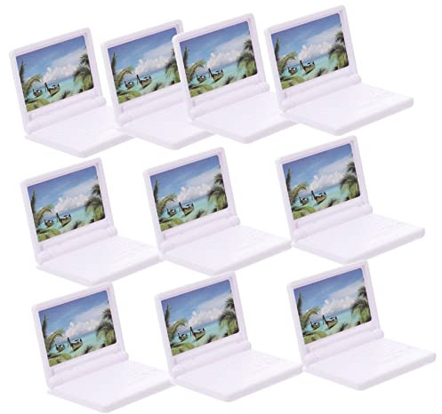 ibasenice 10pcs Mini Laptop Models Dollhouse Decor Micro Landscape Adornments House Decor Vivid and Simple Design Multi Purpose Miniature Accessories