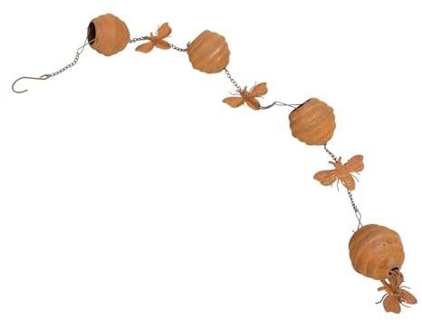 Toyvian 1.2m Cadena De Lluvia Decorativa De Metal para Canalones Abejas para Jardín y Patio Recogedor De Agua De Lluvia Vintage