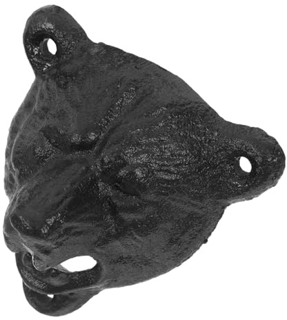 STOBAZA Ouvre-bouteille Mural Tête Ours Noir Style Rustique Pour Cuisine Décoration Murale Ours Facile Fixation