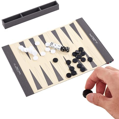 KBIBCK Backgammon Spiel Set, Reise Backgammon, Backgammon Brettspiel, Brettspiel mit Schachfiguren und Würfeln, Tragbares Reise BackgammonSet für Erwachsene, Kinder, Camping-Enthusiasten (36 x 25 cm)