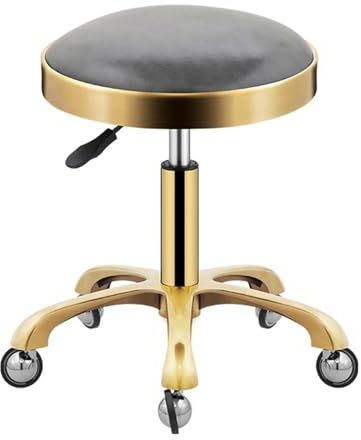 Tung snurrpall med hjulhöjd läderstol for kontorssovrum butiksdisk salong sminkbord spa massage skönhetsskrivbord(Grey)
