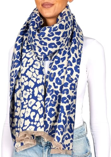 BRUBAKER Cashmirillo Damen Schal mit Leoparden Muster - 70 x 200 cm | Warm, Kuschelig und Oversized - Leo Damenschal für Herbst und Winter - Herbstschal Winterschal mit weichem Kaschmir-Gefühl