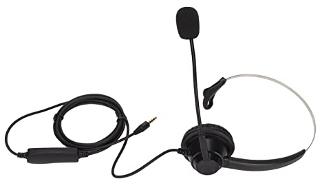 YushiTrading H360 - Cuffia da ufficio 3,5MV 3,5mm, cuffia monofonica per call center con controllo del volume 'altoparlante e disattivazione del microfono, cuffia telefonica cablata per