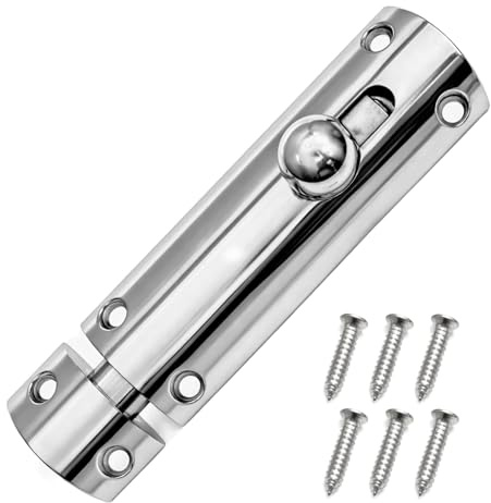 Polished Chrome CP Door Bolt Lockable 100mm, Modern Style Sliding Lock for Doors, Bathrooms, Bedrooms, Cabinets & Storage Units