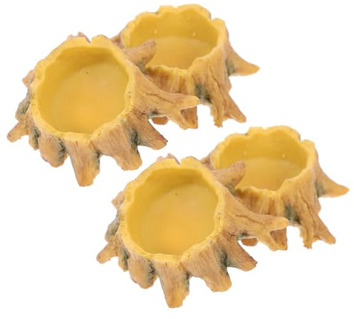 Kichvoe Cuencos de Agua para Reptiles 4 Piezas de Resina Mini, Pequeños Cuencos Multifunción para Arañas y Escorpiones, Recipiente Ligero y Compacto para Terrario de Mascotas