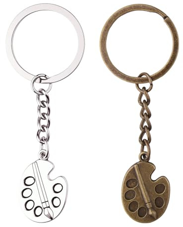 Guqqeuc Artist Platte Keyring Gift for Art Lovers Best Friend Art Birthday Gifts for Son Daughter Gift for Artist Graduation Gifts for Women Men Paintbrush Keyring Presents for Painter 2Pcs