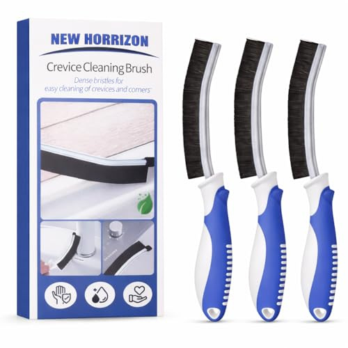 New Horrizon 3 Pack Crevice Cleaning Brush Hard Bristle Brush | Bathroom Crevice Gaps Brush, Groove Crevice Cleaning Tool, Narrow Corners in Home Kitchen Bathroom and Window