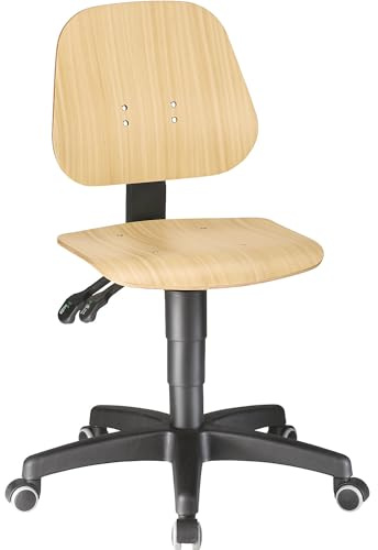Format 4016849280394 – Stuhl Unitec 2 Holz 9653 – 3000 | Mit Gasfeder-Höhenverstellung, Buchenschichtholz, mit Rollen