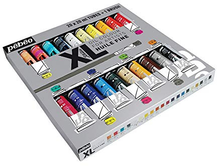 Pébéo 920221 Ó l e o F i n o S t u d i o X L Estuche 20 tubos 20 ml, 20 tubos 20 ml surtidos 1 pincel, Multicolor