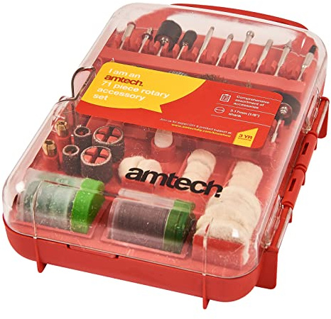 Amtech V2543 Rotary Accessory Set, 71 piece Rotary Tool Accessory Kit, Compatible with Rotary Drill, Mini Rotary Hobby Drill