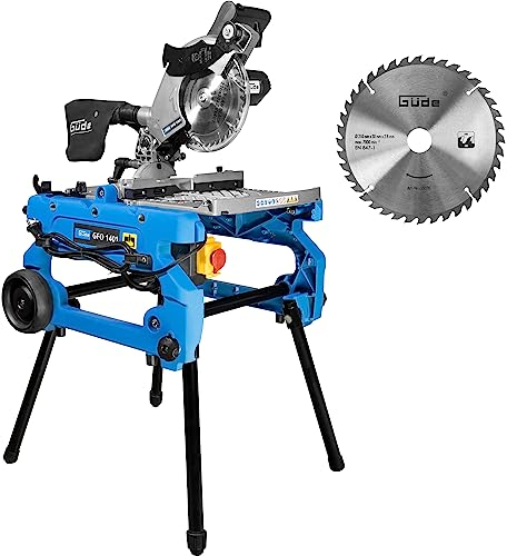 Güde 55174 GFO 1401 Tisch Kapp Gehrungssäge (1400W, Sägeblatt Durchmesser 216mm, Hartmetallsägeblatt, Schwenktisch)