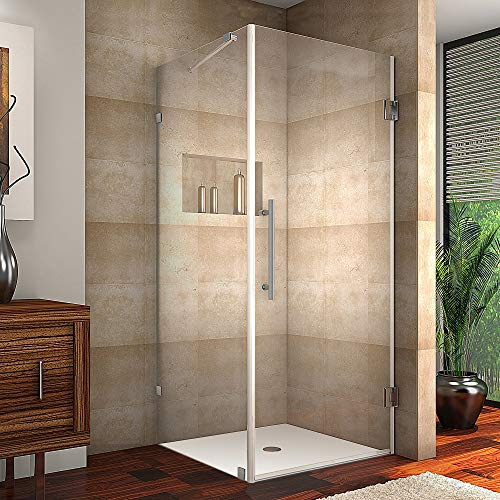Aston Aquadica 30 x 30 x 72 Completely Frameless Square Hinged Shower Enclosure, Stainless Steel