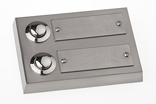 HUBER Pulsador de timbre de superficie de metal - con placa de identificación - timbre de superficie I pulsador de latón cromado - timbre puerta frontal