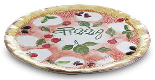Bassano Ausgefallene italienische Keramik, runder Pizzateller 38 cm