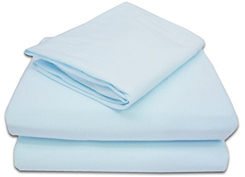 TL Care 100% Natural Cotton Jersey Knit 3-Piece Toddler Sheet Set, Blue, Soft Breathable, for Boys and Girls
