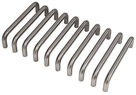Gedotec Schrankgriff | GEOS | Bogengriff 96 mm | 10Stück | Türgriff Edelstahl matt gebürstet | Griff Vollmaterial rostfrei | Edelstahl Möbelgriff Küche für Schranktüren | Schubladengriff mit Schrauben