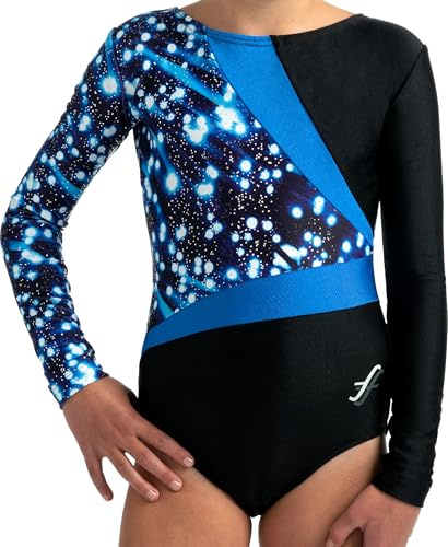 ff FISCHER Turnanzug Mädchen langarm Nela Glitzereinsatz, Gymnastikanzug Damen Turnanzug 8229