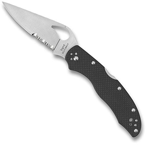 Spyderco Byrd Knives Harrier 2 BY01GPS2 Black G10 Stainless Pocket Knife | 19,5 cm Gesamtlänge, 8,6 cm 8Cr13MoV Stahlklinge, Edelstahlgriff, Rückverriegelung, vollflächiges Mahlen