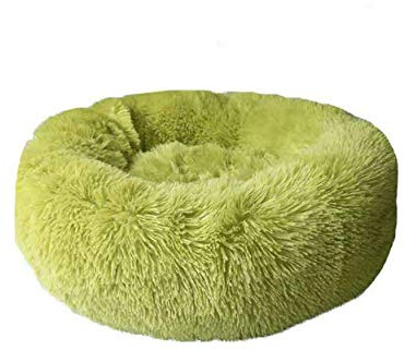 KongEU Rundes Ultra Weicher Plüsch Kuschelkissen für Welpen,Katze,weiches Hundesofa,Kuschel-Nest,Bett für kleine und mittelgroße Hunde und Katzen,waschbar-S:50CM-Grün
