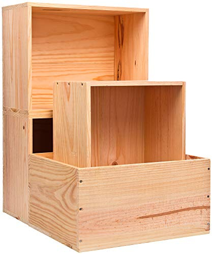 Ma Bouteille - Etagère en Bois Format Caisse de Vin - Rangement et décoration (équivalent 6 Bouteilles) - Lot de 4