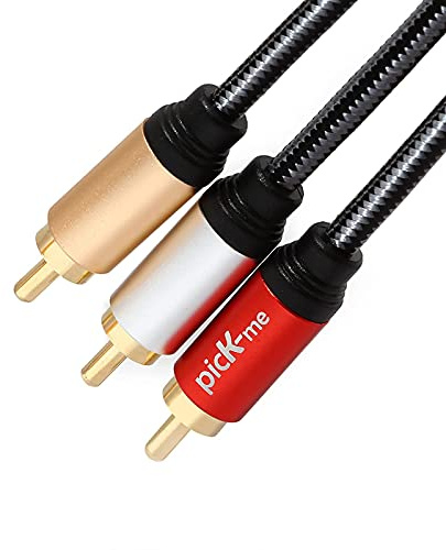 Oluote 3 RCA Stecker auf 3 RCA Stecker 24K Vergoldeter Anschluss Stereo Audio Cinch Kabel für DVD/VCR/HD-TV usw (5)