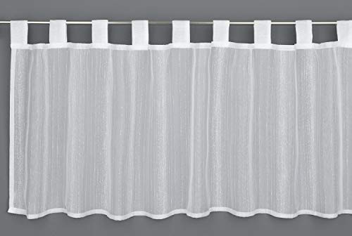 Gardinia Bistro-Gardine mit angenähten Schlaufen, Transparente Scheibengardine, Effektgarn, 140 x 48 cm, Weiß