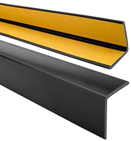 QUEST Winkelprofil 40x40mm – Selbstklebendes PVC-Gummi Kantenschutzprofil, Elastischer Eckschutz, Kunststoffwinkel für Kanten & Ecken, Schwarz, 200cm